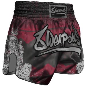 8Weapons Short de Muay Thaï/Kick-Boxing Hanuman, noir et rouge